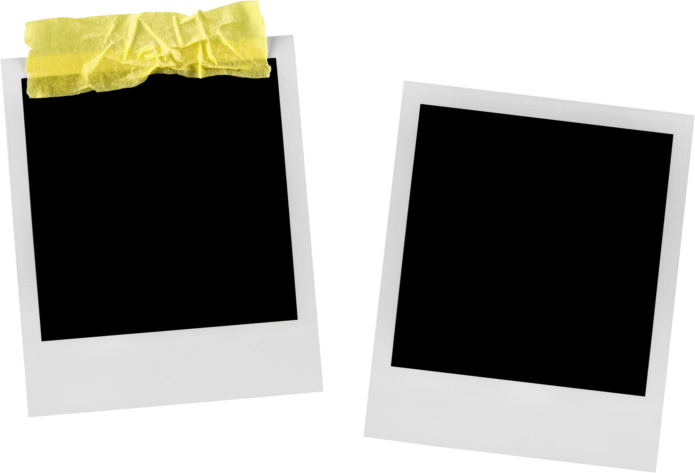 Two Blank Polaroid Frames with Adhesive Tape - Isolated
